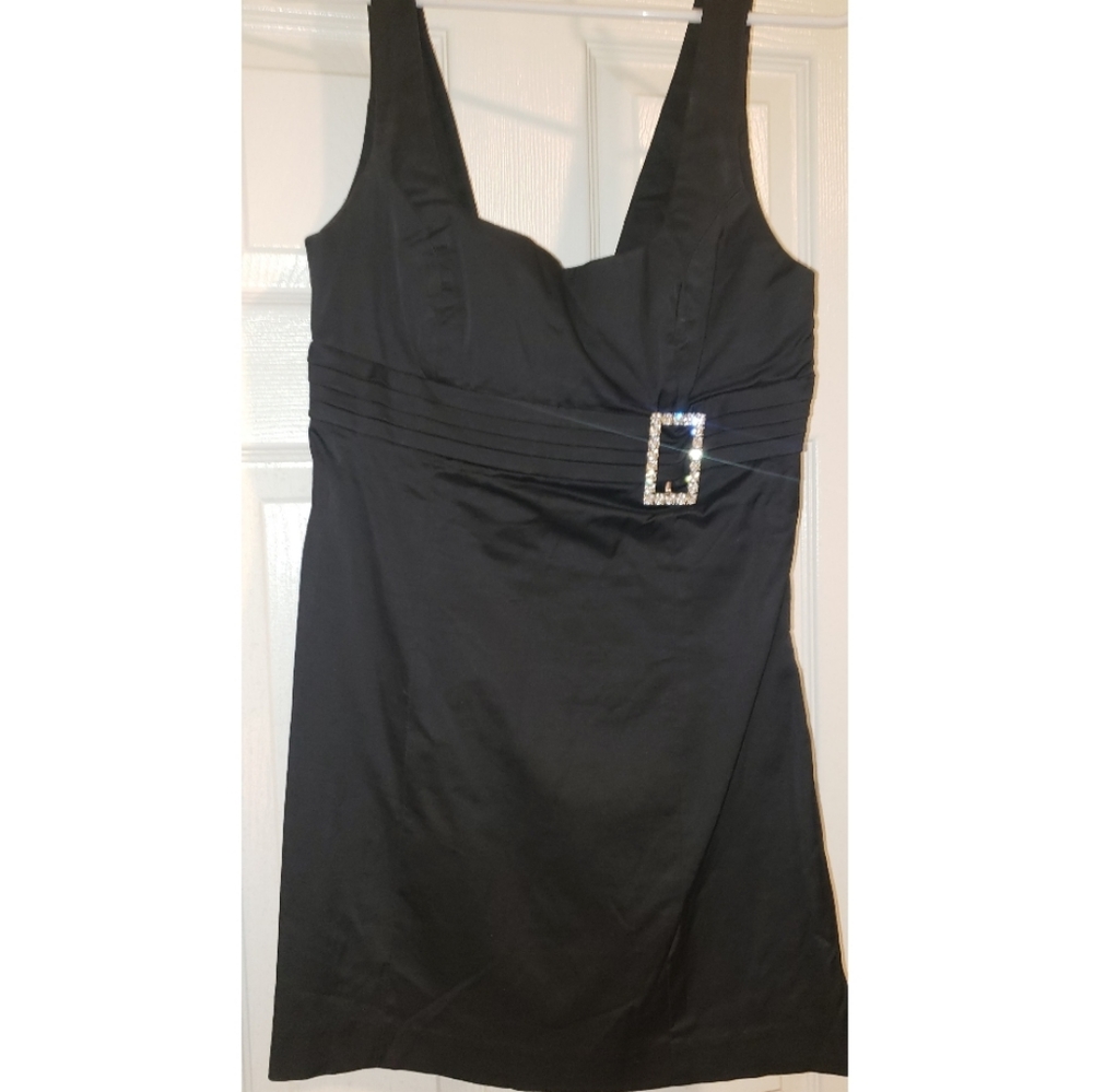 Bebe Black Satin Formal Dress